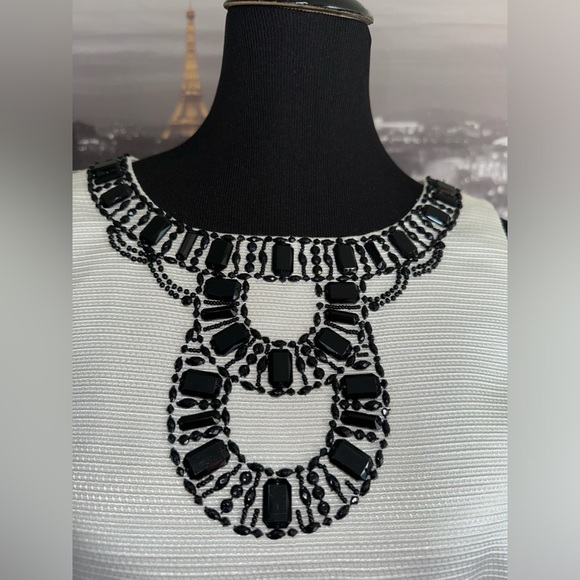 TAHARI Arthur S Levine Black and white Embellished Dress Size 6 - Picture 3 of 7